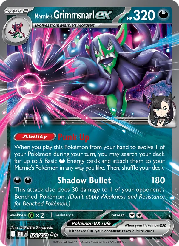 Carta Marnie's Grimmsnarl ex, Destined Rivals 136